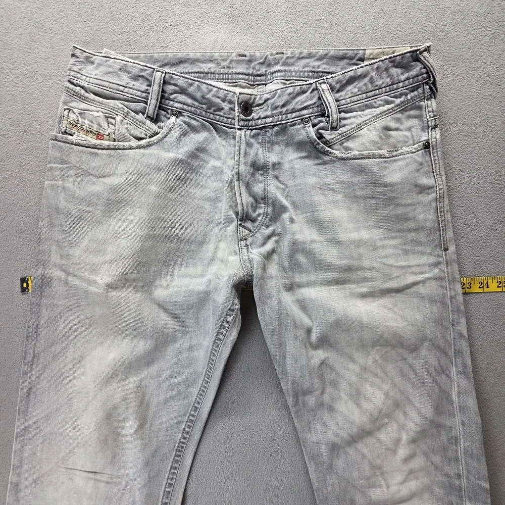 Diesel Jeans Mens 33x34 Gray Iakop Regular Slim Tapered Button Fly 008QP